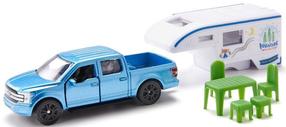 Žaislinis visureigis su priekaba Siku Pick-Up Camper Ford F150 1693, mėlyna sp.