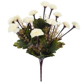 Dirbtinių gėlių puokštė, gvazdikas, žalia sp./šviesiai ruda - ecru, 42 cm