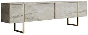 TV skapītis Kalune Design Luxe, zelta krās./travertine krās., 30 cm x 180 cm x 50 cm