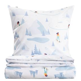 Kalėdinis patalynės užvalkalų komplektas Homla Merriment 758751, baltas/šviesiai mėlynas, 160 x 200 cm
