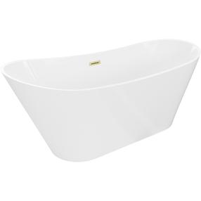 Vonia, laisvai pastatoma Mexen Dora, 160 cm x 75 cm x 72 cm, ovalas, balta sp./aukso matinė sp.