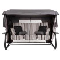 Lauko sūpynės Patio Venezia Lux Black Edition, juoda sp./pilka sp., 221 cm x 143 cm x 173 cm