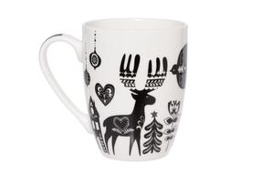 Ziemassvētku krūze Winteria Folk, balts krās./melns krās., 0.34 l