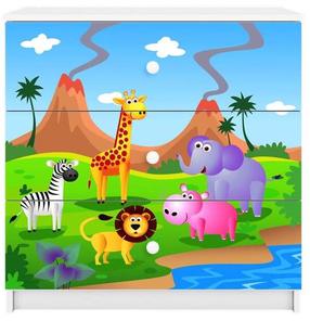 Vaikiška komoda Kocot Kids Babydreams Safari, balta sp./įvairių spalvų, 41 cm x 80 cm x 80.5 cm
