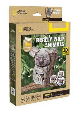 3D dėlionė Cubicfun National Geographic Koala DS1176H, 8.6 cm x 7.5 cm, 60 vnt., pilka sp.