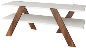 TV galds Kalune Design Basic 146, balts krās./valriekstu krās., 120 cm x 33.1 cm x 45 cm
