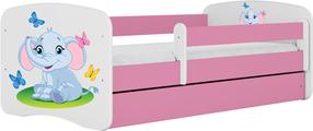 Lastevoodi Kocot Kids Babydreams Elephant, valge v./roosa v., 80 x 160 cm, ilma voodipesukastita, ilma madratsita