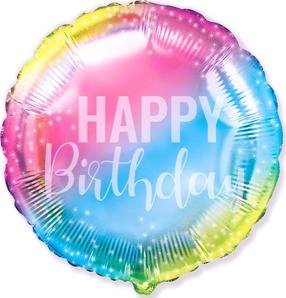 Folinis balionas apvalus Flexmetal Happy Birthday, įvairių spalvų