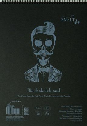 Zīmēšanas papīrs Smiltainis Black Sketch Pad, A3, 165 g/m², melna krās., 42 cm x 29.7 cm, 30 lapu gab.