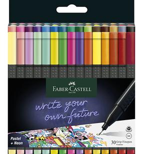 Набор для рисования (раскрашивания) Faber Finepen Grip, односторонние, многоцветный, 30 шт.