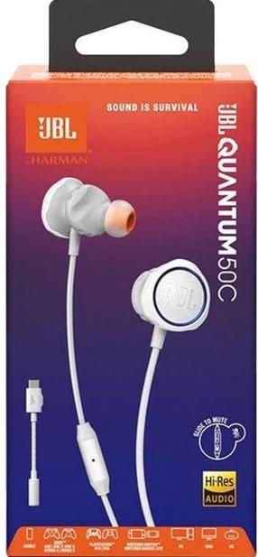 Vadu spēļu austiņas JBL Quantum 50C JBLQTUM50CWHT, balta krās.