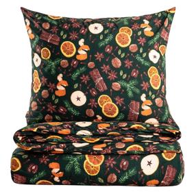 Kalėdinis patalynės užvalkalų komplektas Homla Arancia 758973, rudas/juodas/žalias, 140 x 200 cm