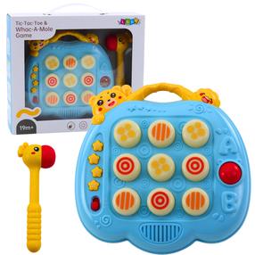 Spēle, ar āmuru Lean Toys Tic Tac Toe & Whack A Mole, 21 cm, zila krās./dzeltena krās.