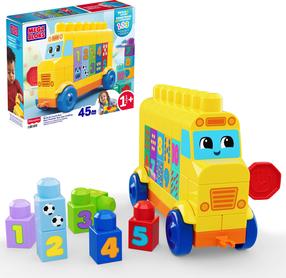 Žaislinių kaladėlių rinkinys Mattel Mega Bloks Build & Count Bus JKG34, 45 vnt., įvairių spalvų