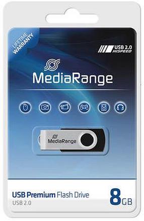 USB zibatmiņa MediaRange Flexi-Drive, sudraba krās./melna krās., 8 GB