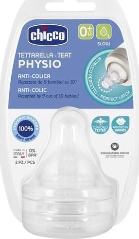Пустышка для бутылочки Chicco Physio Teats, 0 мес.