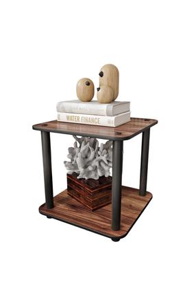 Kavos staliukas Kalune Design Bookcase 2 Square, riešuto sp., 34 cm x 34 cm x 38 cm