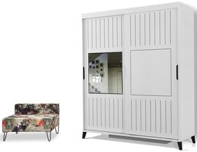 Шкаф Kalune Design Fuga 190, белый цв., 60 см x 190 см x 216 см, с зеркалом