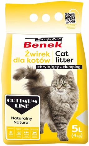 Kačių kraikas Super Benek Optimum Natural, bentonitas, 5 l