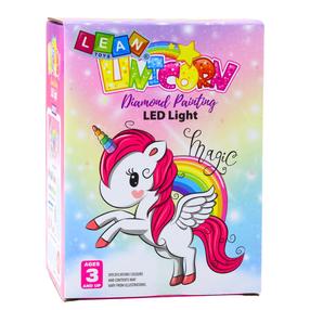 Radošs dimantu mozaīkas komplekts, lampa Lean Toys Unicorn, rozā krās.