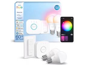 Išmanioji lemputė Philips Hue Essential LED, A60, 2200 - 6500 °K, E27, 8 W, 806 lm, 2 vnt.