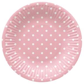 Vienkartinės lėkštės PAW Pink Dots, Ø 18 cm, 8 vnt.