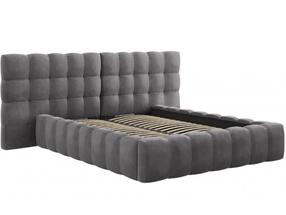 Lova dvigulė Micadoni Home Mamaia Velvet Double Headboard, 160 x 200 cm, pilka sp., be čiužinio, su grotelėmis