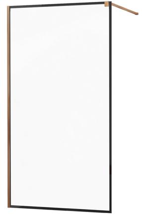 Dušas siena Mexen Kioto Walk-In Black Border, 80 cm x 200 cm, melns krās./zeltrozā krās./rūdītais