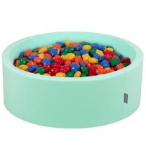 Baseinas su kamuoliukais KiddyMoon Round Ball Pit Round 600 Stars, 90 cm x 90 cm, 600 vnt, žalia sp./įvairių spalvų