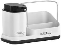 Virtuvinis stovas Vialli Design Livio Duo, 21.5 cm x 9 cm x 14 cm, plastikas/nerūdijantysis plienas, balta sp./juoda sp.