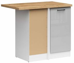 Kampinė virtuvės spintelė Junona Line Left, ąžuolo sp./light gray gloss sp., 45 cm x 78.5 cm x 85.7 cm