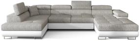 Kampinė sofa Rodrigo Berlin 01, Soft 17, balta sp./pilka sp., kairinė, 202 x 345 cm x 90 cm