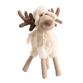 Kalėdinė dekoracija, „Elnias“ Homla Tapan standing reindeer with pilot hat 242548, 47 cm, beige