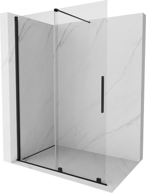 Dušo sienelė Mexen Walk-In Velar, 140 cm x 200 cm, juoda sp./grūdintas