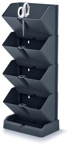 Lillepottide komplekt Prosperplast Mini Cascade Vertical Garden, plastik, 11.4 cm x 19.5 cm, antratsiit v., 9 tk