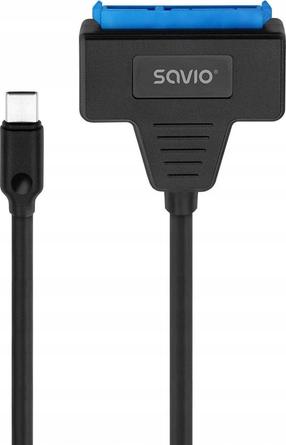 Adapteris Savio AK-69 USB-C 3.1 Gen 1 Male (vyriška), SATA 22 pin Female (moteriška), 0.25 m, juoda sp.