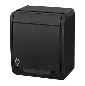 Розетка Elektro-Plast Hermes 0324-09, c заземлением, IP44, черный цв.
