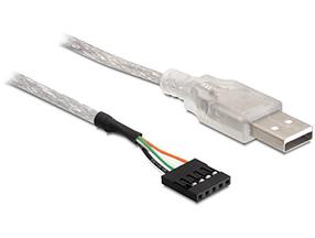Kabelis Delock 5pin - USB 2.0 83078 5 Pin, USB 2.0, 0.7 m, balta sp.