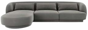 Kampinė sofa Cosmopolitan Design Tulum Velvet Bluvel 13, šviesiai pilka sp., kairinė, 156 x 255 cm x 70 cm