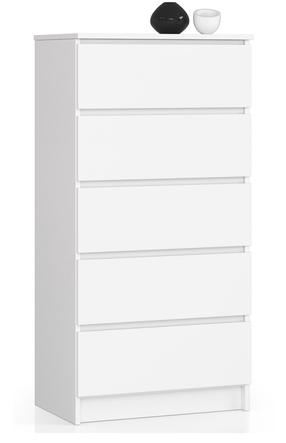 Komoda Akord K60, balta sp., 121 cm x 40 cm x 60 cm