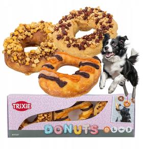 Skanėstas šunims Trixie Donuts, vištiena/antiena/menkė/moliūgas/obuoliai/bananas/braškės, 0.165 kg, 3 vnt.
