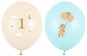 Balonu komplekti ovāls PartyDeco Mouse 1, bēša krās./gaiši zila krās., 50 gab.