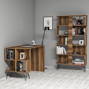 Biuro baldų komplektas Kalune Design Extra 845HCT3826, riešuto sp., 167.3 cm x 90 cm x 22 cm