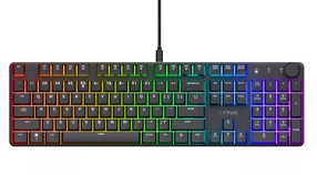 Vadu spēļu tastatūra Trust GXT 866 Torix Huano White, Angļu (US), melna krās.