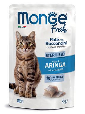 Mitrā kaķu barība Monge Pate with Chunkies Sterilised, siļķe, 0.085 kg