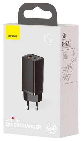 Telefono įkroviklis Baseus CCGAN2L-B01, USB/USB-C, juoda sp., 65 W
