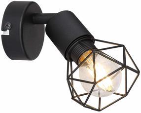 Lampa sienas Globo Xara I 54802S-1, E14, 1 x 40 W, melna krās. / melna krās.