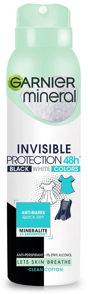 Kūno dezodorantas Garnier Mineral Invisible Protection 48h Clean Cotton, 150 ml