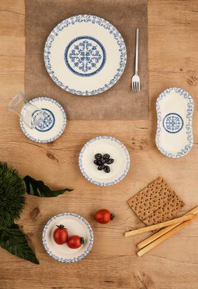 Pusdienu servīze Hermia N25009, porcelāna, zila krās./balta krās., 26 gab.