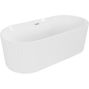 Vonia su sienele, laisvai pastatoma Mexen Paola, 150 cm x 75 cm x 58 cm, ovalas, balta sp./matinio nikelio sp.